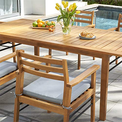 Vifah Gloucester Contemporary Patio Dining Chair, Golden Oak Wood Color #TOP4