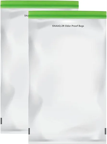Odor Proof Storage Bags-12x20 Inch, Reusable Double-Tracked Zip Closure Barrier Storage Bags Lock in Odors Keep Contents Fresh and Waterproof, Large No-Odor Bear Bag fit Camping, Hiking, Water Sports and Home Organization(2 Pack)