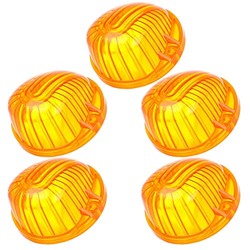 LBRST AmberRound-Shape Cab Marker Cover Lens Top Roof Light Clearance Running Light Cover Lens Compatible with C/K Series 1973-1987 Full Size Pickup Trucks (5 pcs)