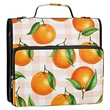 Grckit Carpeta con cremallera de 3 anillos con correa para el hombro, capacidad de 500 hojas, organizador de múltiples bolsillos para escuela/oficina, carpeta con cremallera de 1.5 pulgadas (naranja