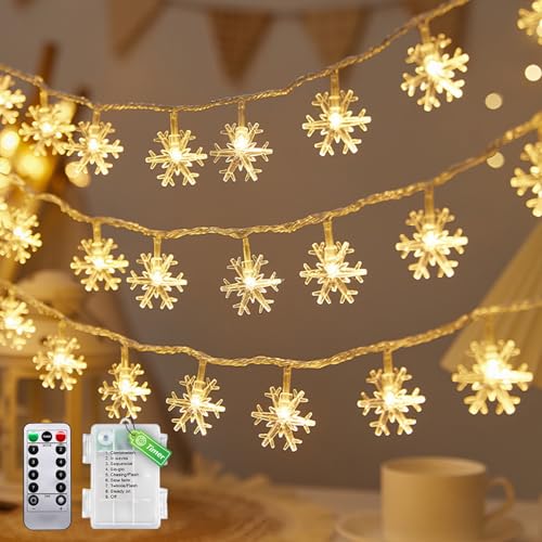 taiyongkang Lichterkette Schneeflocken 6M 40 LED Batteriebetrieben Mit...