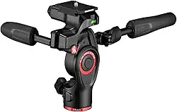 Manfrotto Befree Cabeça de tripé para câmera ao vivo de 3 vias, alumínio, carga útil de 6 kg, para tripés de viagem, com alças dobráveis, sistema de arraste fluido, para foto e vídeo,