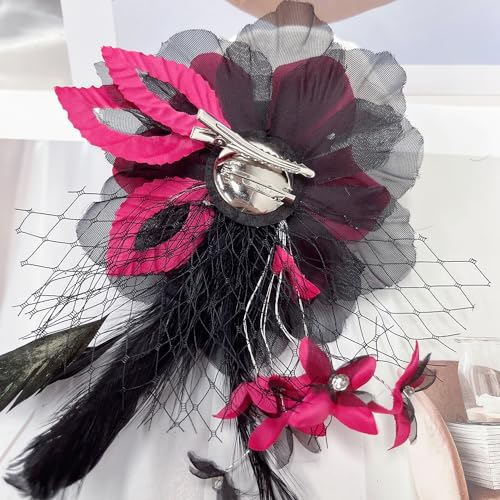 Image of Large Peony Flower Brooch for Women Delicate Elegant Oversize Lady Flower Fascinator Hatpin for Prom Wedding Cocktail Party Banquet Dress Suit Clothes Corsage Accessories Dancing Jewelry Gift