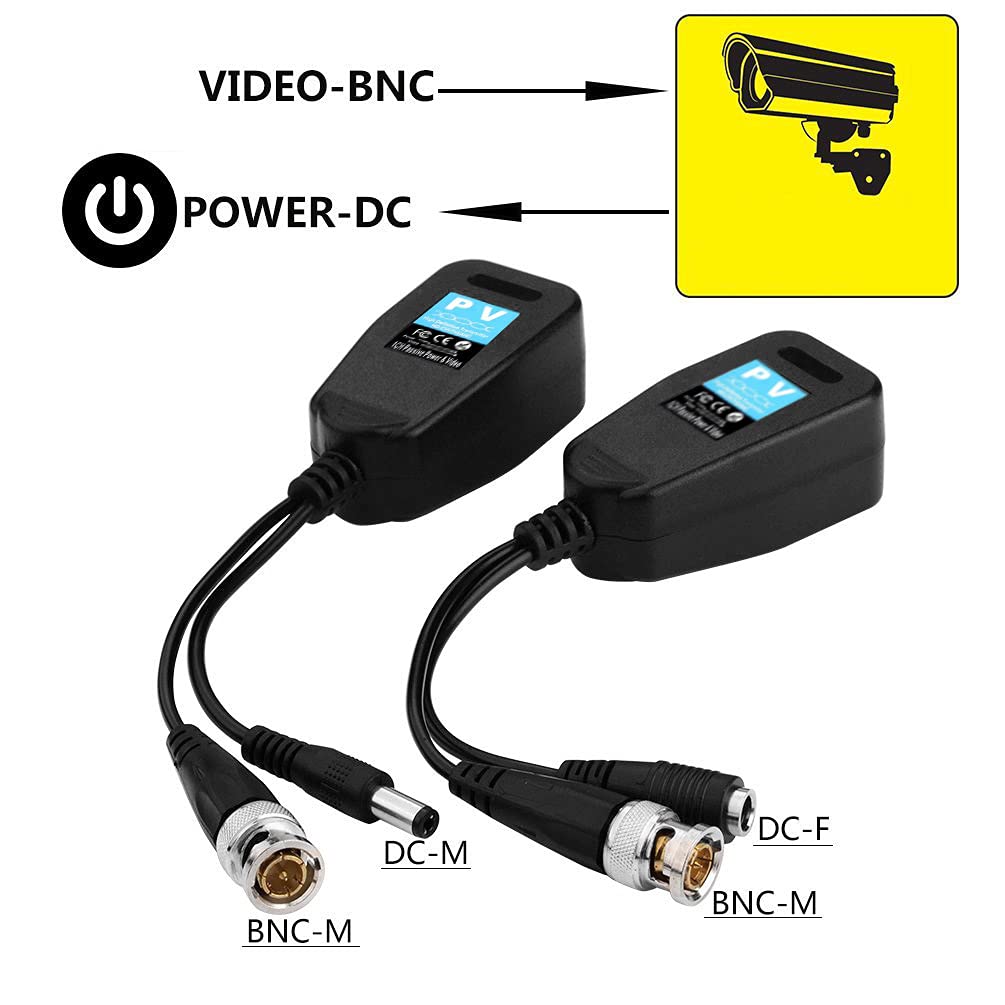 Passive Video Balun 12 Pairs RJ45 Transceiver Transmitter HD-CVI/TVI/AHD/CVBS with DC Built-in Transient Suppression Protection For 720P/960P/1080P/5MP CCTV Security DVR Surveillance Camera System