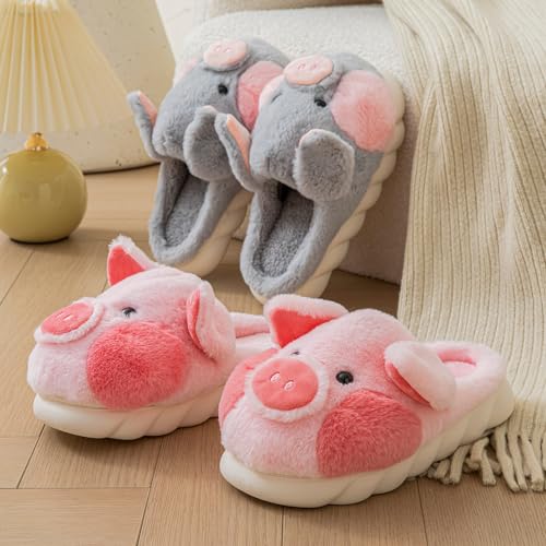 YILANLAN Adult Cotton Slippers PIg Slippers Home Slippers Plush Slippers Animal Slippers3