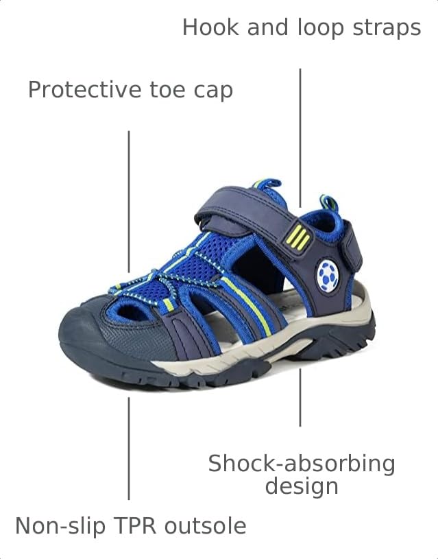 Image of TZJS Girls Boys Sandals Kids Closed Toe Outdoor Hiking Sandal Lightweight Athletic Adjustable Straps Summer Shoes for Toddler /Little Kid