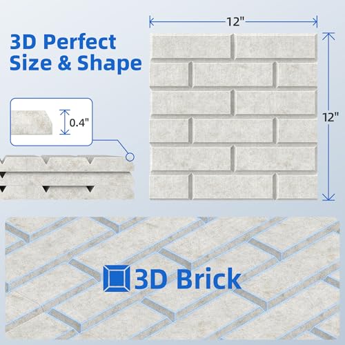 Image of 19 Pack Acoustic Panels with Self Adhesive, 12 inch X 12 inch X 0.4 inch High Density Sound Proof Foam Panels for Walls, Soundproof Wall Panels, Brick Sound Absorbing Panels for Home Studio Office Decor Ivory Tan