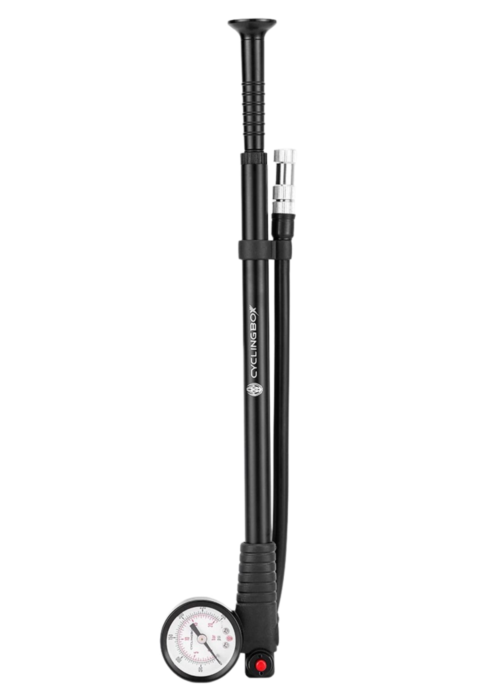 E-Bike Fahrradpumpe Barometer Dämpferpume Hochdruck Luftpumpe Gabel Pumpe Fahrrad Ventilpumpe Schrader-Ventil Presta-Ventil 300 PSI (20 Bar) Druckleistung Druckknopf-Entlüftungsventil