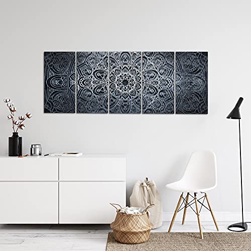 Runa Art Wandbild XXL Mandala Abstrakt 200 x 80 cm Schwarz Weiss Grau 5 Teilig - Made in Germany - 109455c – Bild 4