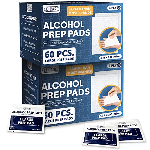 JJ CARE [Pack of 120] Alcohol Prep Pads, Isopropyl Alcohol Prep Pads 70% (4