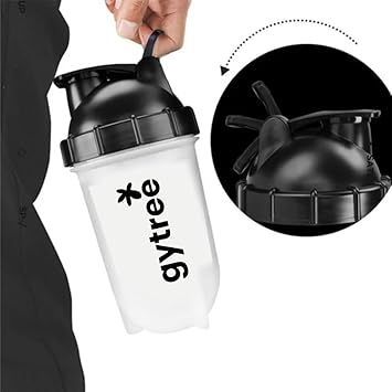 Gytree Gym Protein Shaker Compact Bottle For Protein Shakes With Whisk Ball | BPA Free | 100% Leak Proof | Color - Transparent | 500 mL - image, photos