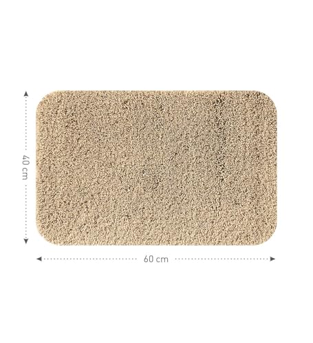 Image of Obsessions Ultra-Absorbent Quick-Dry Bath Mat | 1400 GSM Polyester | Soft, Non-Slip & Fast-Drying Bathroom Rug for Safety & Comfort | 40 x 60 cm | Dark Beige