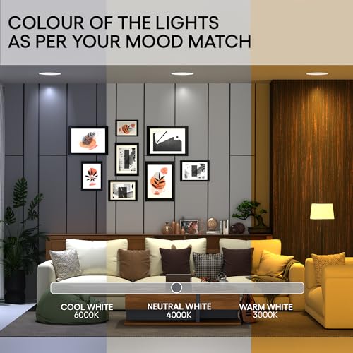Image of elleys' Polaris + Square LED Panel Light - 15W (Warm White) | Tested Upto 4kV Surge Protection | Recessed Ceiling led Light Downlight for Home & Commercial (6 Pcs)