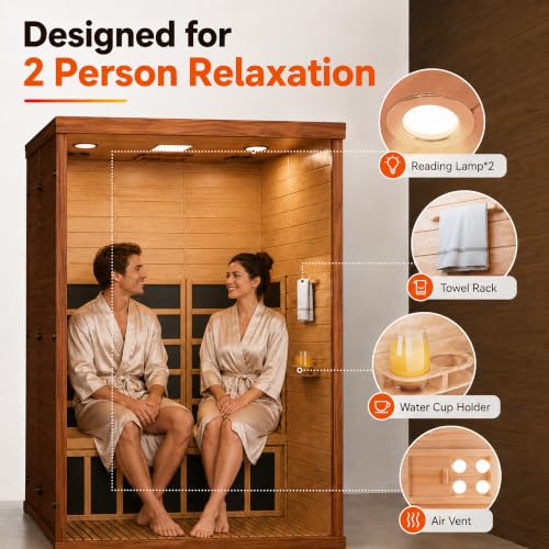 MNLR 2 Person Infrared Home Sauna with Top Vent & Flame-Retardant Design - Image 3
