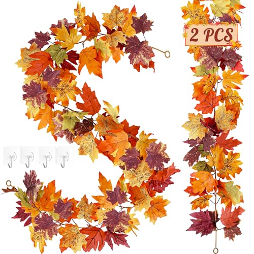 Helimoto Fall Garland, 2 Pcs 11.8 FT Fall Decorations for Home,...