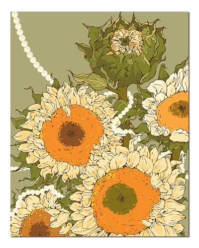 Kit peinture par numéros adultes cadeau créatif cadre bois tournesols perle