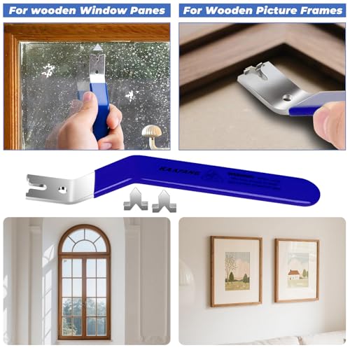 Image of Glazier Point Driver, Glazing Push Point Driver Tool with 120 Push Points, Easy-Grip Handle, Glazing Push Point Driver Tool for Framing Glass, Picture, Cross Stitch (Blue)