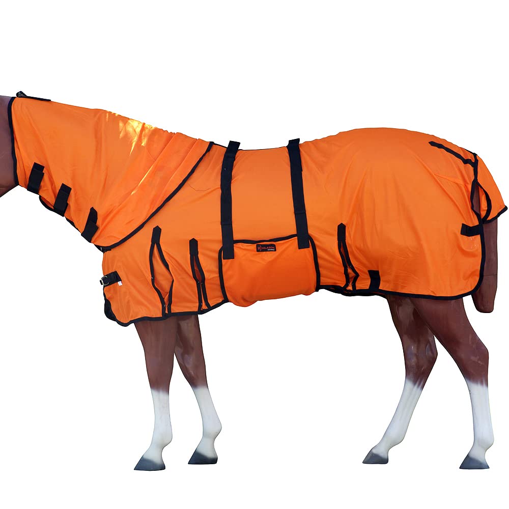 HILASON 66 in Orange Horse Fly Sheet UV Protect Mesh