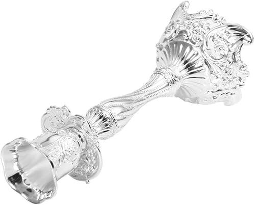 Miniatura 9 de Juego de portavelas clásico europeo, 2 piezas de candelabros plateados de una sola cabeza adornado portavelas para sala de estar, centros de mesa