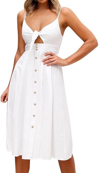 Vestidos Mujer Verano Elegante Vintage Casual Playa Moda Color Vestido Ropa  Festiva Sólido Sin Tirantes Sling Vestidos De Línea A con Lazo De Tiras  Moda Verano Vestidos Party Vestidos : Amazon.es: Ropa