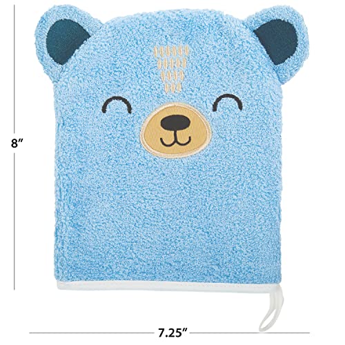 Image of C.R. Gibson BMIT-24245 Cute Bear 100% Cotton Gender Neutral Baby Wash Cloth Bath Mitt, 6.625 inch W x 7.5 inch L, Multicolor