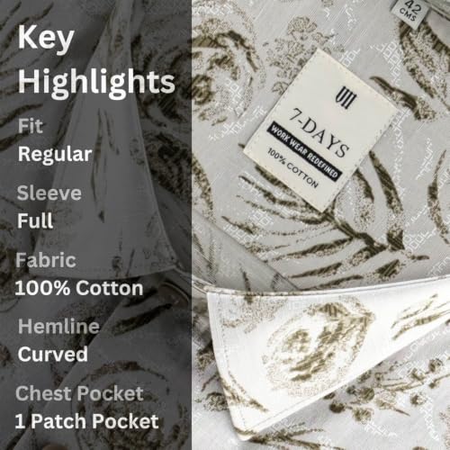 Image of 7-DAYS Men's Premium Formal Printed Shirt - 100% Cotton, Regular Fit, Full Sleeves, with Pocket - Stylish for Special Occasions.
