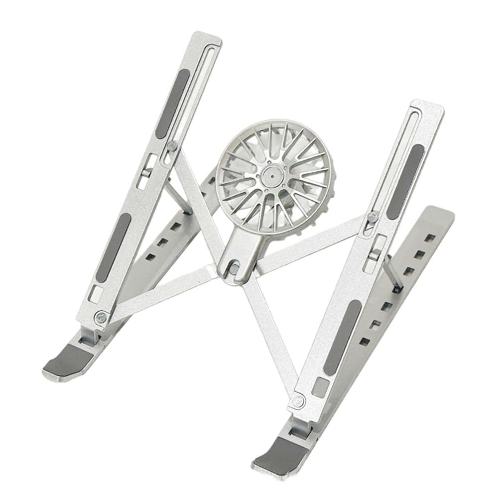 Soporte Enfriador for computadora portátil de Escritorio, Soporte Plegable con Ventilador tabletas 16 a 18 Pulgadas Soporte para Portátil(Silver,18inch)