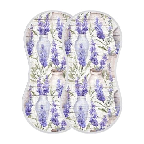 xigua Lavender Flowers Baby Burp Cloths for Newborn Boys and Girls 4 Pack, Soft & Absorbent Cotton Baby Burp Cloth, Baby Washcloths, Newborn Towel, Burp Rags2
