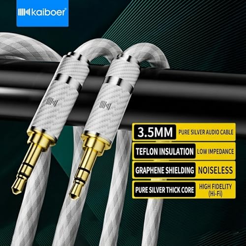 Cable auxiliar 3.5 mm de plata sólida para audio miniatura 2