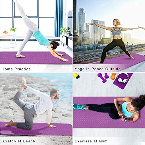 StillCool TPE Yoga Mat Non Slip Fitness Exercise Mat High Density Padding to Avoid Sore Knees, Perfect for Yoga, Pilates and Fitness, Anti - Tear, Sweat - Proof, 1/4 Inch Thick