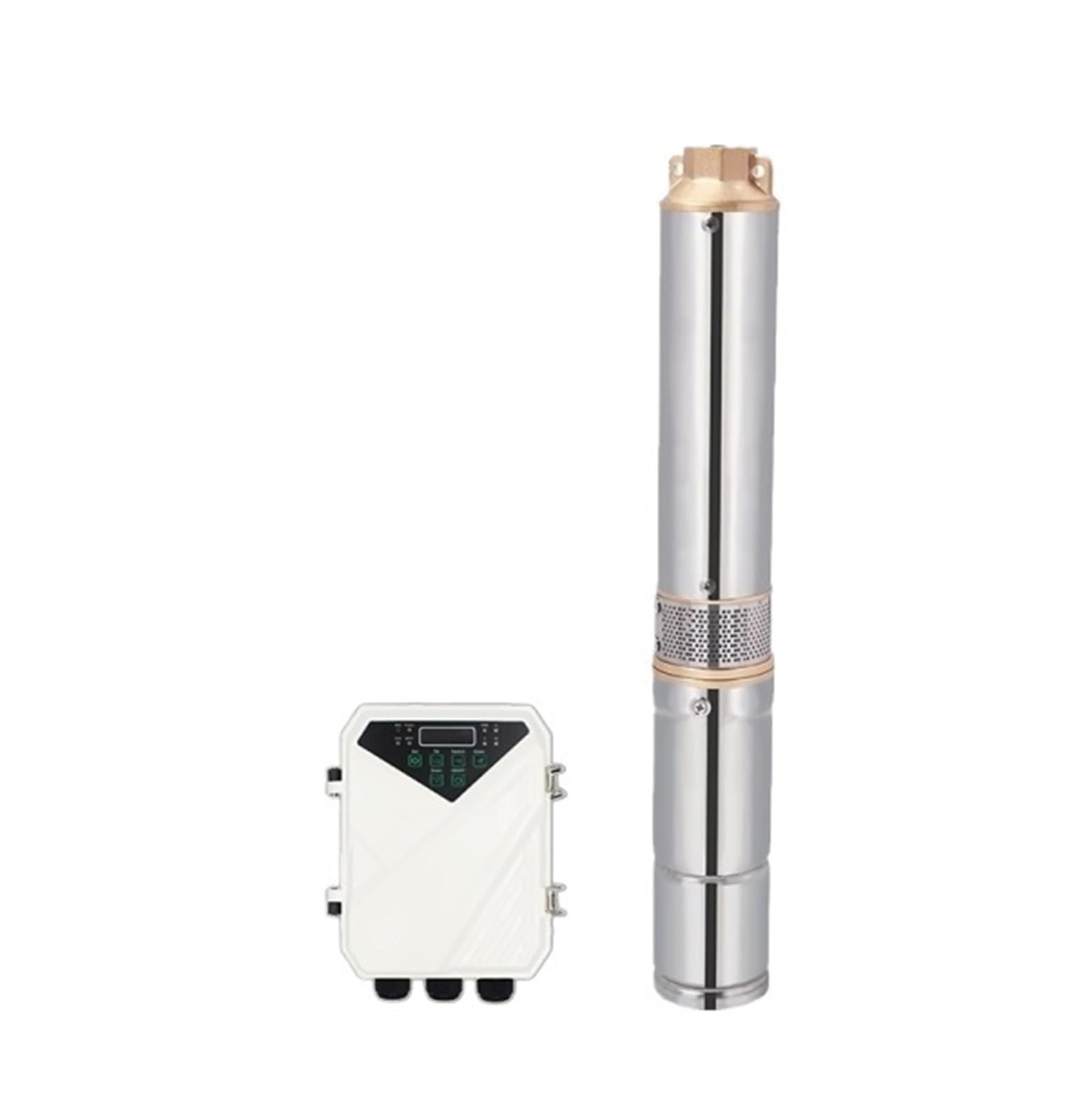HEXEH Bomba de Agua Solar for Pozo Profundo, 4 Pulgadas, CC, Sumergible, 110 V, Salida de Cobre, Controlador MPPT, Impulsor de plástico (Cabeza máxima 135 m, Flujo 6 T/H)