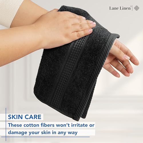 Image of Black Hand Towels for Bathroom - 6 Pack (16 inchx28 inch), 100% Ringspun Cotton Hand & Face Towel - Soft, Prevent Fraying, Fade and Shrink Resistant - Daily Use Gym Towels for Men & Family Bathroom Hand Towel