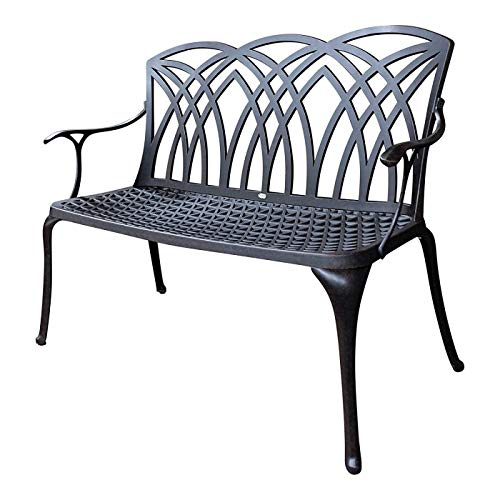 Lazy Susan April Metal Garden Bench, 2-seater in Antique Bronze , Weatherproof aluminium Garden Bench | Garden | Cast aluminium | Rust Proof | Easy Assembly | For All Weather Conditions, 114x58x94, 12 Month Warranty