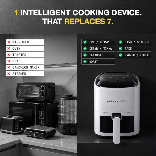 Image of The Better Home Fumato 4.5L Digital Air Fryer, 1500W | Made for Indian Cooking | 7 Smart Presets | 360 Rapid Hot Air | Touchscreen | Viewing Window with Light | Recipe Book | 1-Year Warranty