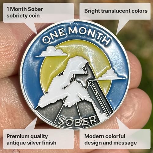 Image of The Achieve Mint 1 Month Sober Token | One Month Sobriety Chip | Non-AA, Non-Religious Medallions for Men and Women Celebrating Sobriety