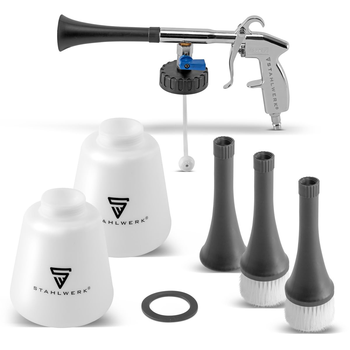 STAHLWERK Pistolet do czyszczenia sprężonego powietrza RP-90 ST z zestawem akcesoriów, oczyszczacz sprężonego powietrza z efektem tornado, środek czyszczący do wnętrz, pistolet do mycia, pistolet do