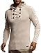 Produktbild Leif Nelson Herren Strickpullover Pullover mit Kapuze Hoodie für Männer Pulli für Winter Kapuzenpullover Slim Fit Longsleeve Langarm Crew Neck LN1740 M Beige-Ecru