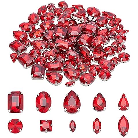 CHGCRAFT 100St Auf Strass nähen Auf Glas aufstrass Strass Metall zurück Zinkeneinstellung Nähen Klaue Strass Gemischte Formen Cover