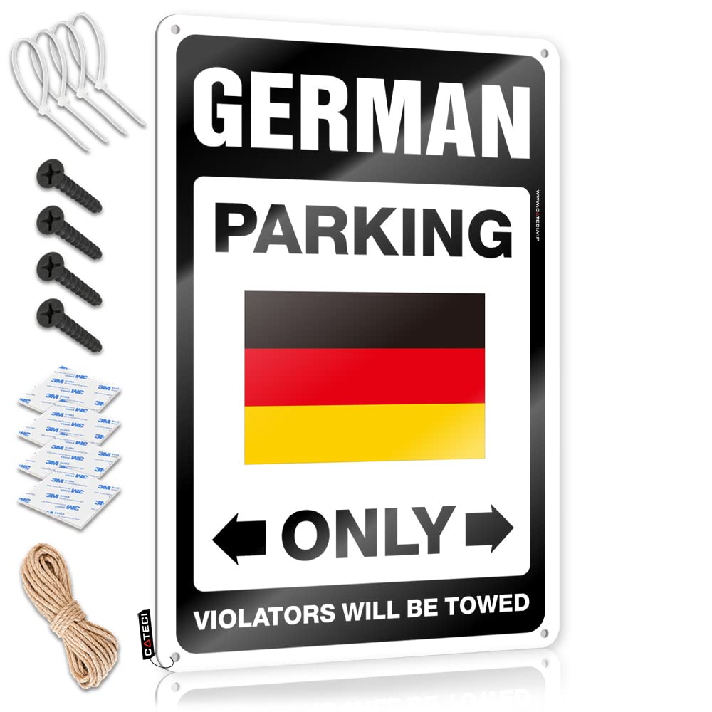 KRAZMURONGD Vintage Tin Signs Funny German Parking Only Tin Sign Tin Signs For Garage Sign Decor(30X40CM)