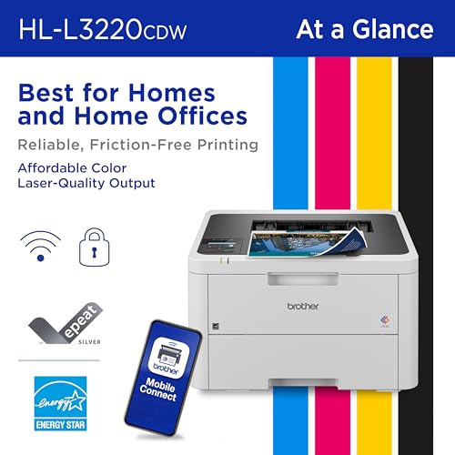 undefined Brother HLL3220CDW Wireless Compact Color Laser Printer, Duplex and Mobile Device Printing | Includes 2 Month Refresh Subscription Trial¹, Amazon Dash Replenishment Ready (Renewed Premium) の商品画像 1