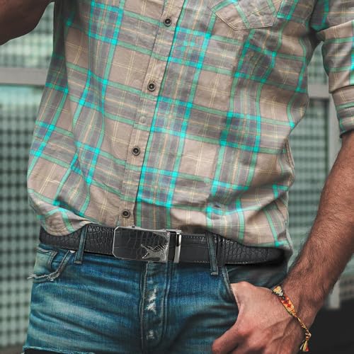 Mens Ratchet Belt Mens Dress Belt Leather 1 3/8" Casual Work Jeans Golf with Gift Box3