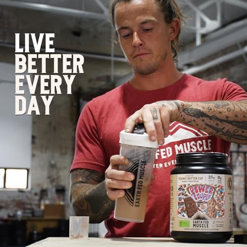 Image of Earth Fed Muscle Power Couple Irish Grass Fed Whey Protein Isolate, Third-Party Certified. 25g Protein, Peanut Butter Cup - Non-GMO, Hormone Free, Soy Free, Gluten Free - 2 LB, 26 Servings