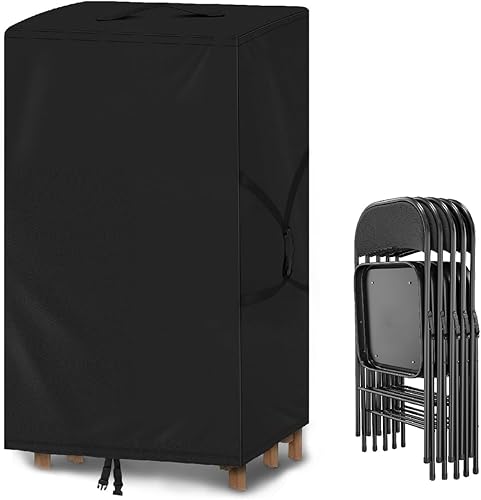 Funda para silla plegable, resistente al agua, bolsa de almacenamiento para sillas plegables con asas para metal, plástico y madera