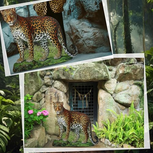 Image of Geelin 4 ft Rainforest Leopard Cardboard Standup Cutout Life Size Jungle Safari Animal Stand up Photo Prop for Zoo Safari Jungle Themed Birthday Party Classroom Decoration Supplies
