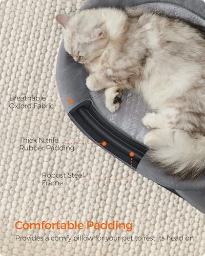 Feandrea 2-Tier Elevated Cat Hammock Bed, Breathable Furniture for Multi-Cat Households Indoor and Outdoor, with Removable Washable Mesh, Steel Frame, for Summer, Dove Gray UPCB012G01 - Image 5