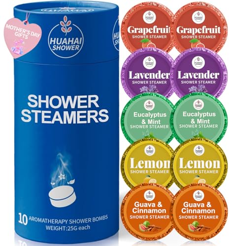Shower Steamers Aromatherapy, Mothers Day Gifts from Husband, 10-Pack Shower Bombs, Mothers Day Gifts for Mom Women Her Wife, White Elephant, Self Care- Relaxation, Travel Essentials