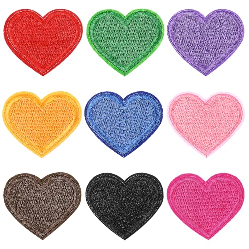 Giantree 27 Pcs Colorful Heart Iron On Patches, Heart Iron-On Patches, Colorful Mini Hearts Patch Embroidered Patch Applique for Clothing Jackets Backpacks Decorations