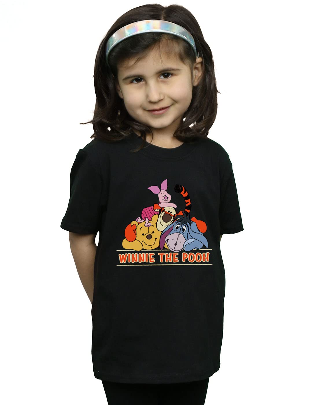 Disney Girls Winnie The Pooh Group T-Shirt Black 9-11 Years