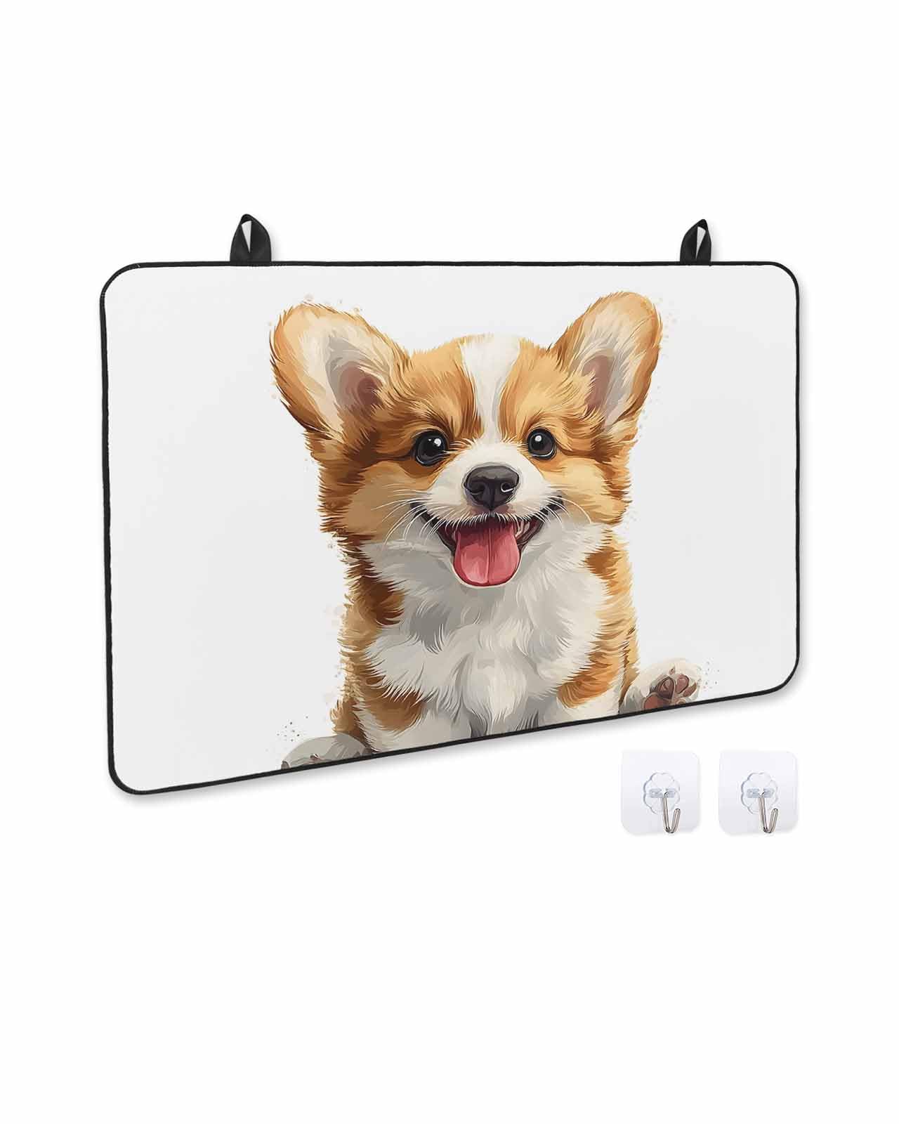 Stove Cover for Electric Stove, Cute Watercolor Puppy Cartoon Brown Dog Stove Top Cover for Glass Top, Heat Rubber Mat Foldable Cooktop Cover Top Protector, 24