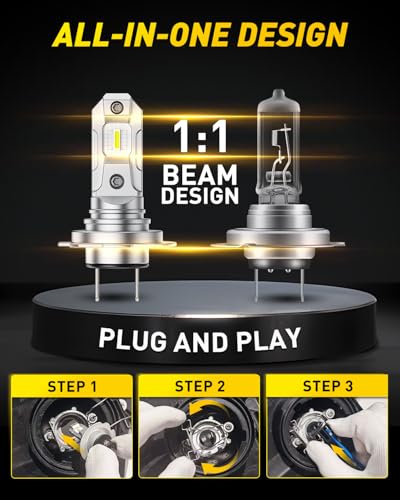 Image of AUXITO H7 Bulb - 6X Halogen Brightness 6500K White, Plug & Play Installation, No Adapters Needed, 99% Vehicle Compatible, Enhanced Night Vision
